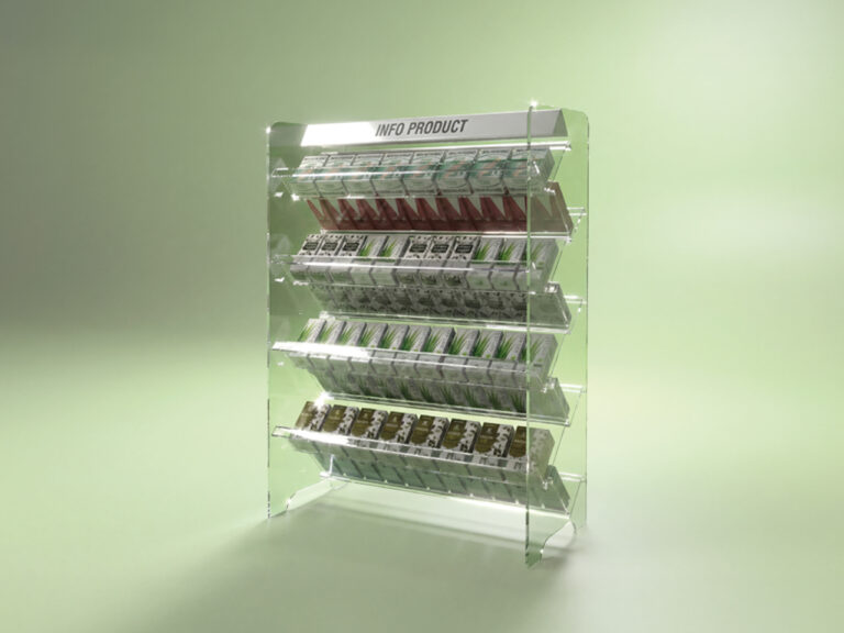 Gondola plexiglass go plexi piani inclinati mobili arredamento Farmacia Sartoretto Verna