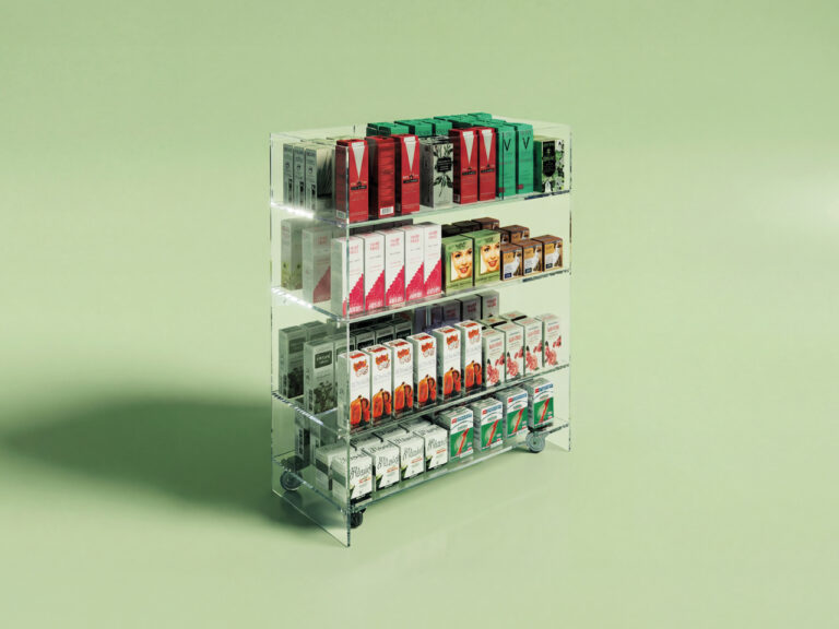 Gondola plexiglass plexicube mobili arredamento Farmacia Sartoretto Verna